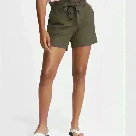 Rag & Bone Camille Cotton Seersucker Shorts Belted Paper Bag Womens 10 Pants - Picture 12 of 12